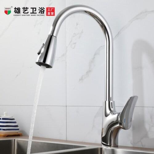 Free Shipping Black Pull Out Kitchen Sink Faucet Deck Mounted Stream Sprayer Kitchen Mixer Tap Bathroom Kitchen Hot Cold Tap