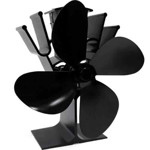 Large Airflow 4-Blade Heat Powered Stove Fan Blades Heat Distribution Stove Fans Blades Gas Wood Log Burners Fireplace Fan Blade