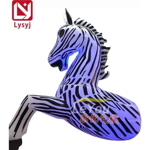 Airtight Inflatable Zebra with Strap Back PVC Material Air Blowner Zebra Toys Advertisement Decoration for Game Festival Party