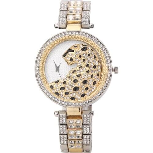 Hot Style High Quality Fashion Steel Band Set Diamond Ladies Watch Rhinestone Face Leopard Print Full Diamond Watch Wholesale