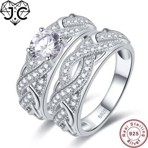J.C Delicate Emerald White Topaz 925 Sterling Silver Ring Size 6 7 8 9 For Women Men Lover Fine Jewelry Ring Sets Christmas Gift