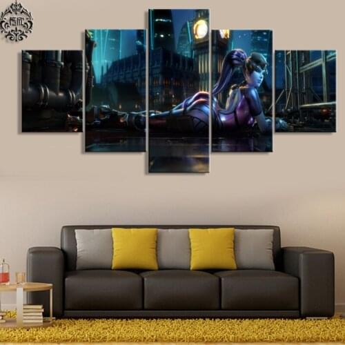 Canvas Painting Poster 5 Panel Game Overwatch Widowmaker Printed Pictures Home Decor For Living Room Wall Art Artwork Cuadros