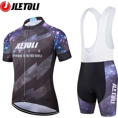 JLETOLI Summer Cycling Jersey Set Men Mtb Bike Short Sleeve Kits 9D Gel Pad Road Bicycle Bib Shorts Breathable Sports Clothing