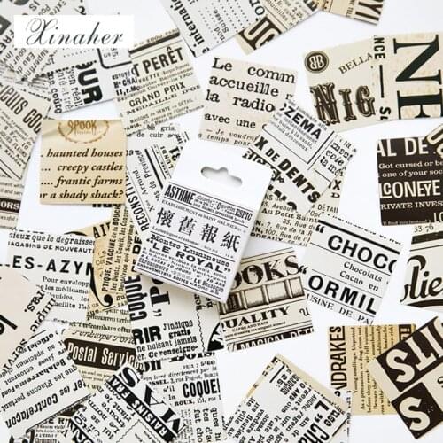 XINAHER 45pcs/box Vintage Old Newspaper paper sticker decoration stickers DIY for craft diary scrapbooking planner label sticker