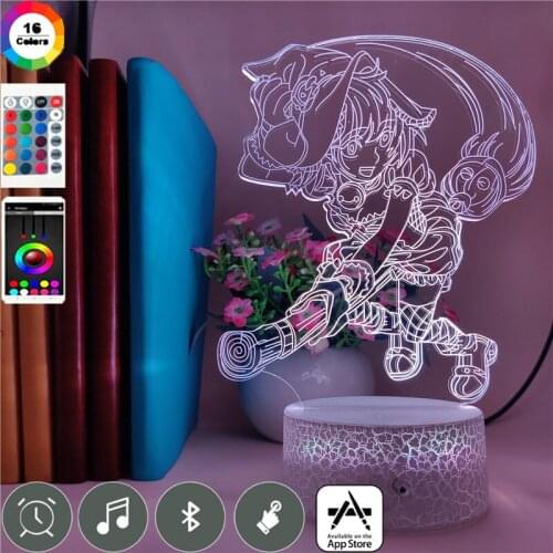 3D Little Witch Figure Desk Lamp Color Change Night Light LED Touch Sensor Nightlight Bluetooth Base Atmosphere Decor Kids Gift