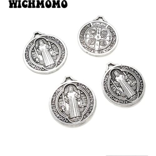 New 10pieces/bag 22MM Handmade Retro Plated Zinc Alloy Religious Figure Coin Charms Pendants for DIY Jewelry Accessories