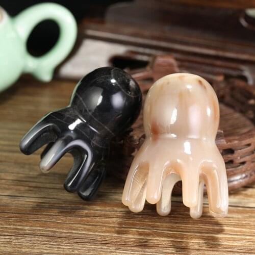 Octopus head massage therapy comb African white horn comb hair shampoo multi-function comb handicraft facial massage comb