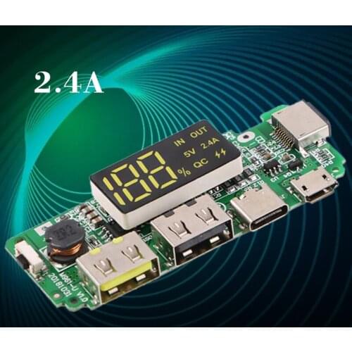 Lithium Battery Charger Board Circuit Protection LED Dual USB 5V 2.4A Micro/Type-C USB Mobile Power Bank 18650 Charging Module