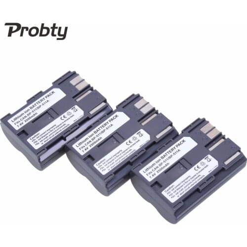 PROBTY 3PCS 2500mAh BP-511 BP 511 BP511a 511a Battery for Canon BP-511A Powershot G6 G5 G3 G2 G1 EOS 300D D30 D60 40D 20D 30D