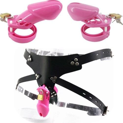 Pink Plastic CB6000 CB6000S Wearable Cock Cage Male Chastity Cage with 5 Base Rings Chastity Belt Adult Game for Men G7-3-17