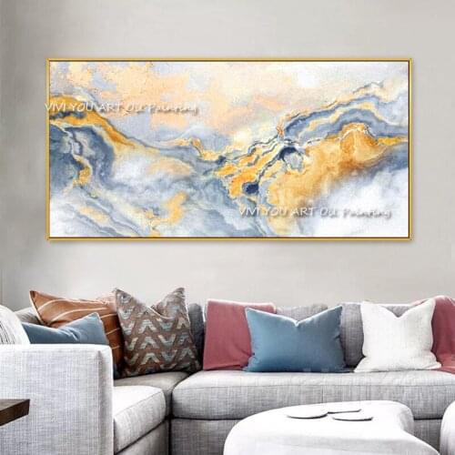 Modern abstract yewllow blue peak 100% Handmade Abstract Modern Oil Painting Decorate the office or living room