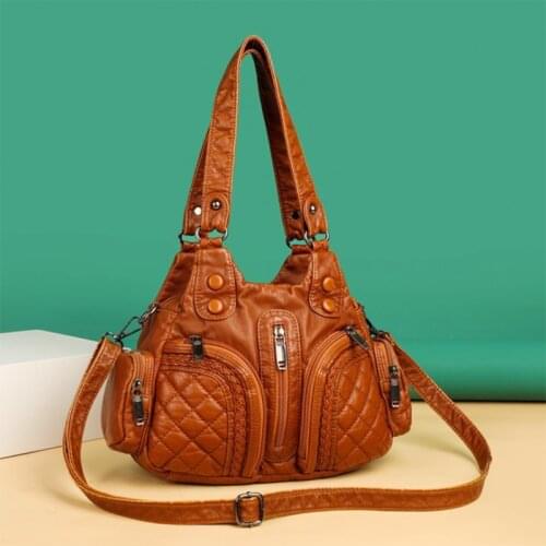 Pu Leather Handbags Totes Multi Pocket Shoulder Bags For Women Female Crossbody Bag Fashion Ladies Large Capacity Bag