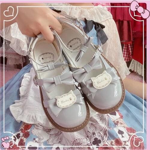 Princess Lolita Kawaii Girl Round Head Leather Shoes Female Big Head Doll Shoes Thick-bottom Student Straps Cosplay Cos Loli