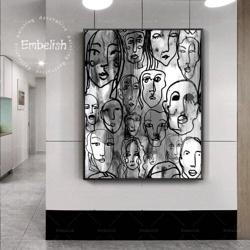 Embelish Creative Abstract Human Faces Watercolor Wall Art Pictures For Living Room HD Print On Canvas Oil Painting Posters