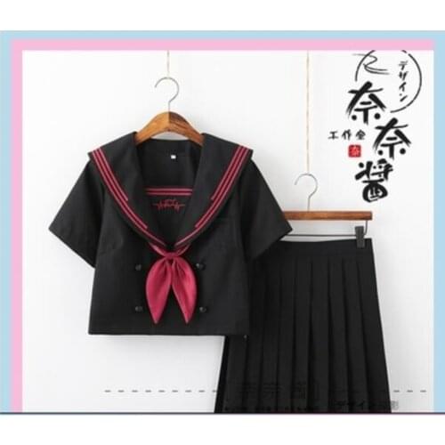 Jk Suit Uniform Cute Girl Daily Sailor Dress Jpanese Kawaii Preppy Suit Exuisite Rose Double-Breasted Top + Pleated Skirt