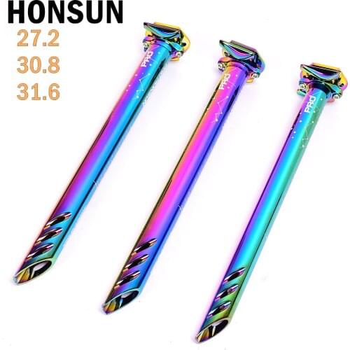 Full CNC Bicycle Seatpost Colorful DH XC MTB Road Bike Seatpost 27.2/30.8/31.6mm*380mm Mountain Bike Seat Post Rainbow Seat Tube