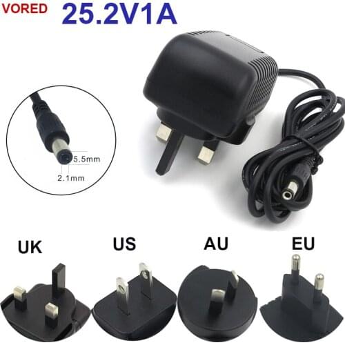 VORED 1PCS AC 100V-240V Power Supply Adapter 25.2V1A Weeder Charger US/EU/UK/AU Plug Converter DC 5.5*2.1mm Free shipping