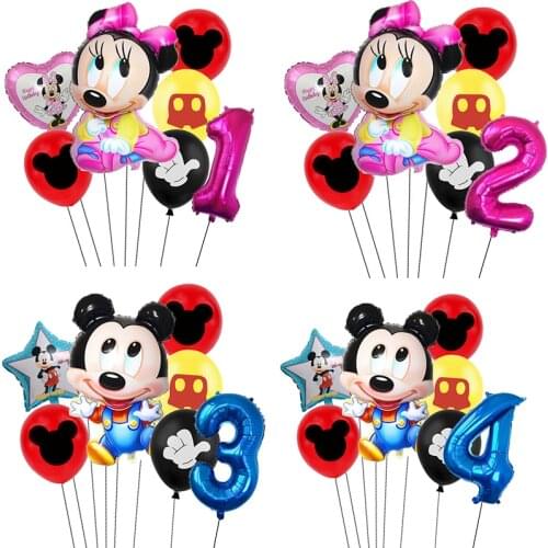 7pcs/lot Minnie Balloons Mickey cartoon Mouse ballon Birthday Party Decorations Kids Baby Shower Party Balloon number Air Globos