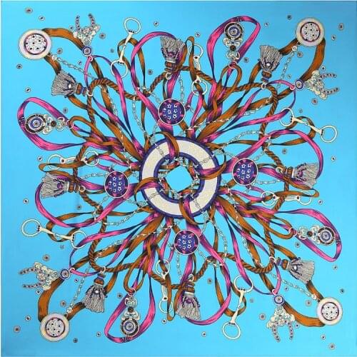 100*100cm TOP Silk superior Ribbon tassel Scarves Women Foulard Square Hijab Scarf Ladies Shawl wrap muffler pareo female hijab