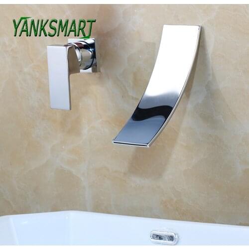 YANKSMART Chrome Polished Bathroom Bathtub Basin Sink Faucet Single Handle Wall Mounted Faucets Cold And Hot Mixer Water Tap