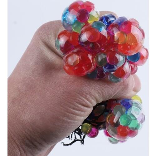 1Pcs Funny Ball Stress Glowing Squeeze Grape Toys Anxiety Relief Stress Ball Decompression Toys Anti-stress Squishy Rainbow Mesh