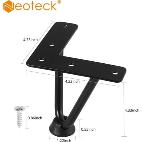 Neoteck 4 Pcs 100mm Premium Hair Clip Table Leg Desk Bench Free Screws & Feet Protectors Hairpin Computer Table Leg Stand