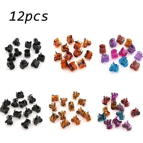 12pcs /set Small Plastic Hair Clips Claws Mini Clamps Fashion Girls Crab Hair Claw Gifts