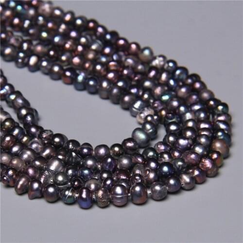 4-4.5MM Black Baroque Irregular Cultured Pearls Natural Freshwater Pearl Bead Punch Loose Spacer Pearls Beads Accessories Bulk