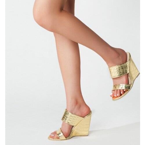 2022 Summer Snake Print Trade Slides Big Size 43 Lady Wedge Heel Fashion Sandals New Womens Shoes High-Heeled Platform Slippers