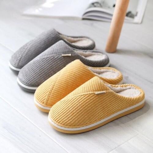 Women Slippers Cotton Non Slip Winter Couple Shoes Warm Solft Home Female Indoor Flats Solid Concise Ladies Plus Size Footwear