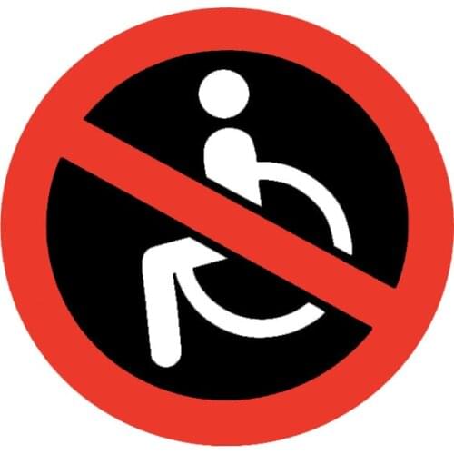 1 Pcs No Entry In Wheelchair PVC Decal Car Sticker Warning Signs 11.7CMX11.7CM