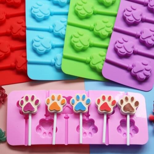 1pcs Cute Cat Paw Silicone Lollipop Molds Jelly and Candy Molds Cake Mold Variety Shapes Cake Decorating Form Silicone Bakeware