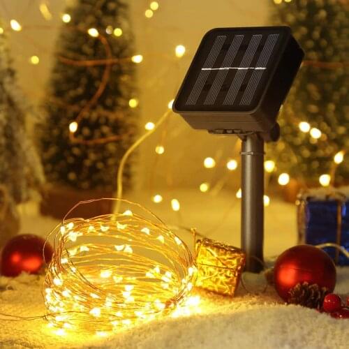 100/200 LED Solar Lamp Waterproof Copper Wire String Fairy Lights Christmas Party Garland Solar Power Lamp for Outdoor Garden