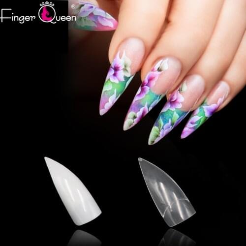 100Pcs Clear/White/Natural Long Stiletto Pointy Artificial Fake Half Cover False Hand French Nails Tips Art Salon