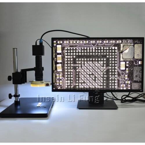 1080P 4K 8MP HD Microscope HDMI Video Camera+10X-300X Adjustable Magnification Zoom C-mount Lens+LED Light Source+Large Bracket