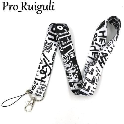 30pcs Blue Watercolor Marble Pattern Neck Strap Lanyards ID badge holder keychain Mobile Phone Strap Ribbon webbing necklace