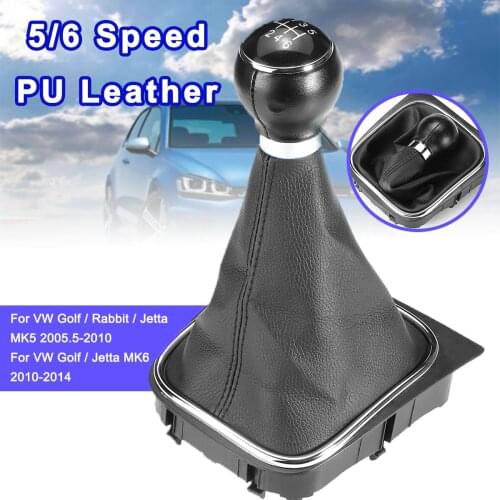5/6 Speed Leather Car Gear Shift Knob Stick Pens Dust Cover For VW Golf MK5 MK6 Golf 5 6 Rabbit Jetta MK6 2010-2014 Styling
