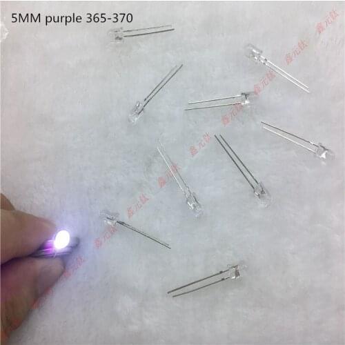 5mm purple 365-370 UV led lighting beads High quality uv lamp Check the dollar bill lamp bead Disinfection lamp bead 50pcs/lot