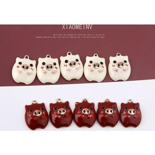 6pcs 2020 Hot Sale Animal Earrings Cute Pig Earrings for Women Alloy Cartoon Pendant Bracelet Material Diy Jewelry Accessories