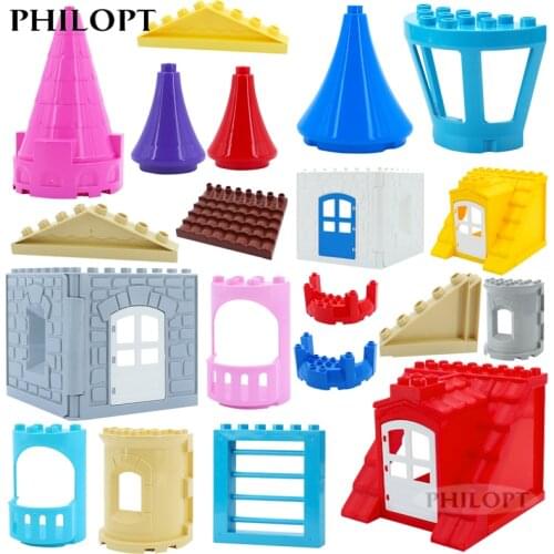 Castle War Scene Accessories Big Building Block Balcony Roof Wall Plastic Compatible bricks Military Assembly Childs Toys Gift