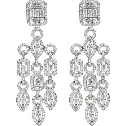 Bettyue Charming Geometry Design Noble Zirconia Earring With Tassel Style Shiny Jewelry For Women Fashion Party Fancy Ornament