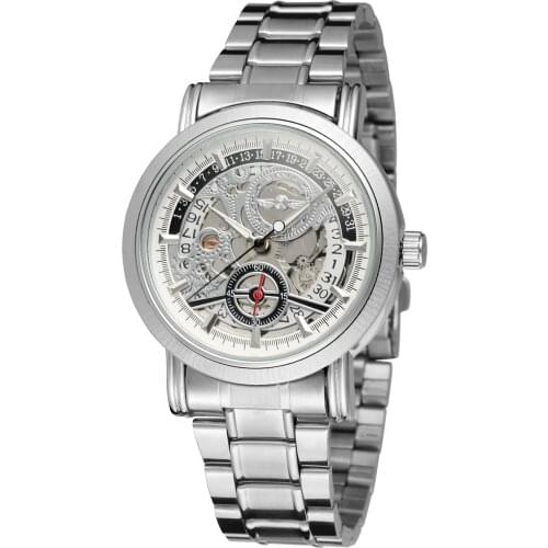 Fashion Winner Top Brand Gold Full Steel Watches Men Automatic Mechanical Watch Male Skeleton Wristwatches Relogio Masculino