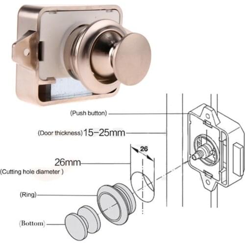 Zinc alloy push button catch hidden door lock Handle for Camper Caravan Motor home Cupboard Cabinet Drawer Furniture Hardware