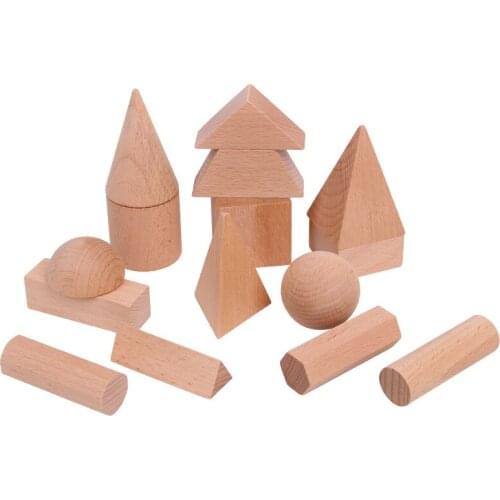 Childrens Mathematics Teaching Aid Figure Toy Wooden Cube Geometric Space Thinking Model Shape Building Block