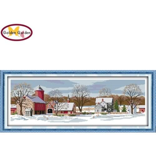 NKF Northern Scenery Pattern Cross Stitch Handmade Craft Needlework Cross Stitch Kit for Embroidery Home Decor Cross-stitch Set