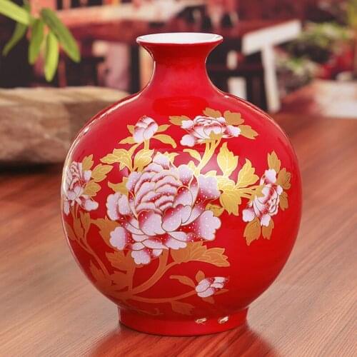 Chinese Red Porcelain Ceramic Vases For Wedding Or Table Lamps