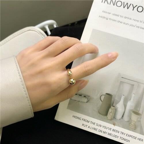 WTLTC Minimalist Sliver Color Dome Thumb Rings for Women Steampunk Open Band Rings Statement Metal Finger Ring Modernist Jewelry