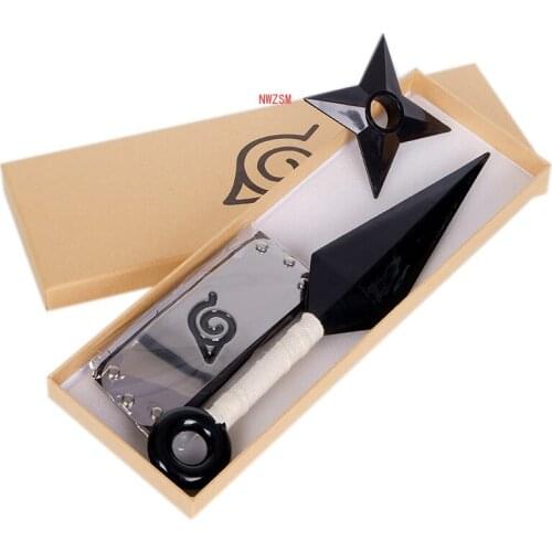 Anime Kunai Set Shuriken Headband With Box Akatsuki Anime Cosplay Plastic Props Ninja Weapon EXPO Festival Gift Wholesale