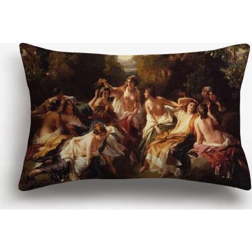 Beauty Portrait Pillowcase 45X45cm Oil Painting Home Pillow Decoration Almofadas Decorativas Cushion Cover