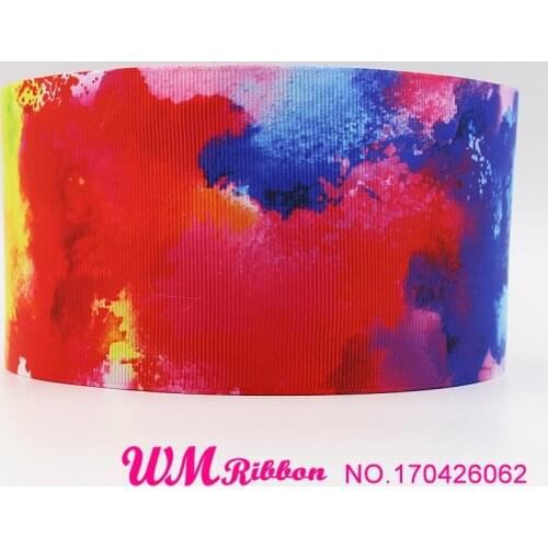 Q&N ribbon 3inch 75mm 170426062 tie dye printed grosgrain ribbon webbing 50yards/roll for headband free shipping